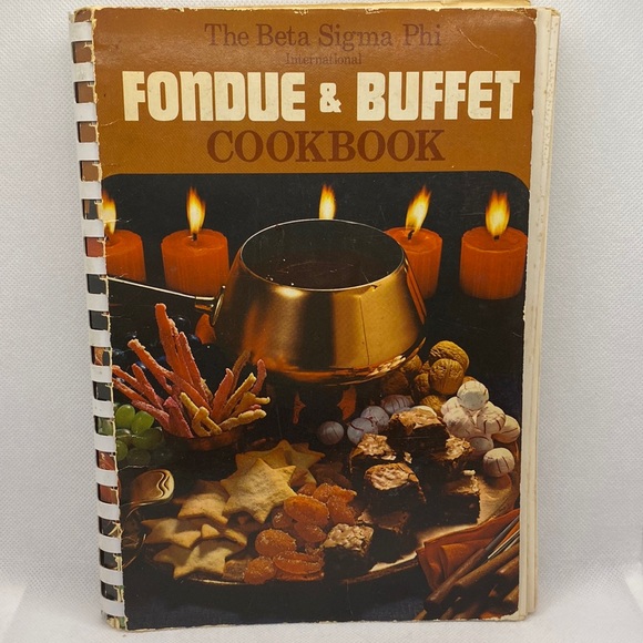 The Beta Sigma Phi International Fondue & Buffet Cookbook Spiral Vintage - Picture 1 of 11